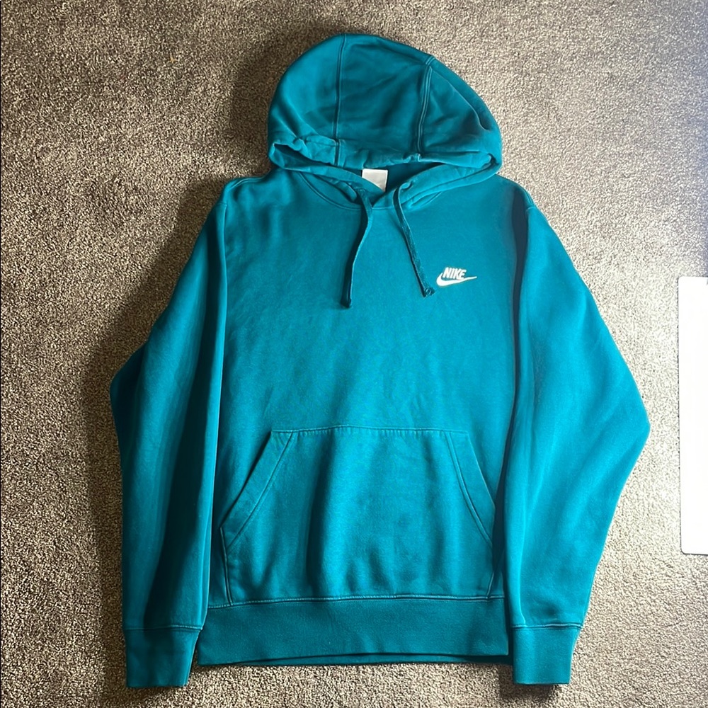 Nike Blue Sweatshirt with Hood and Ribbed Cuffs
